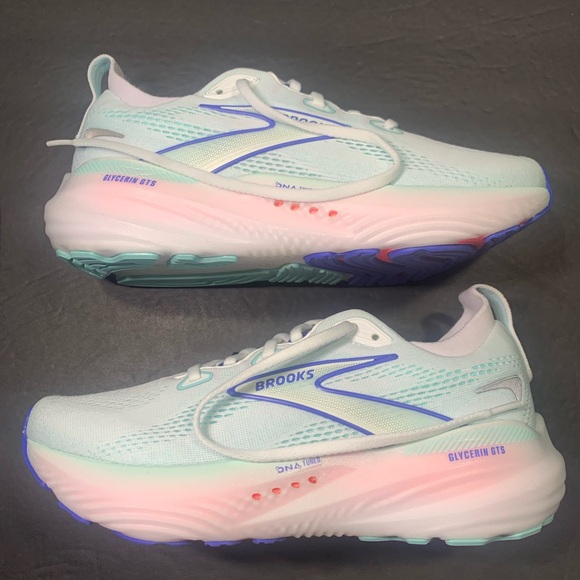 Brooks Glycerin 22 Women’s White Blue Pink Running Walking Sneakers Shoe Size- 8 - Picture 4 of 10